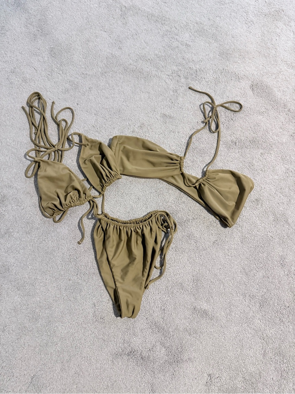 Mikoh Olive Green String Bikini Set